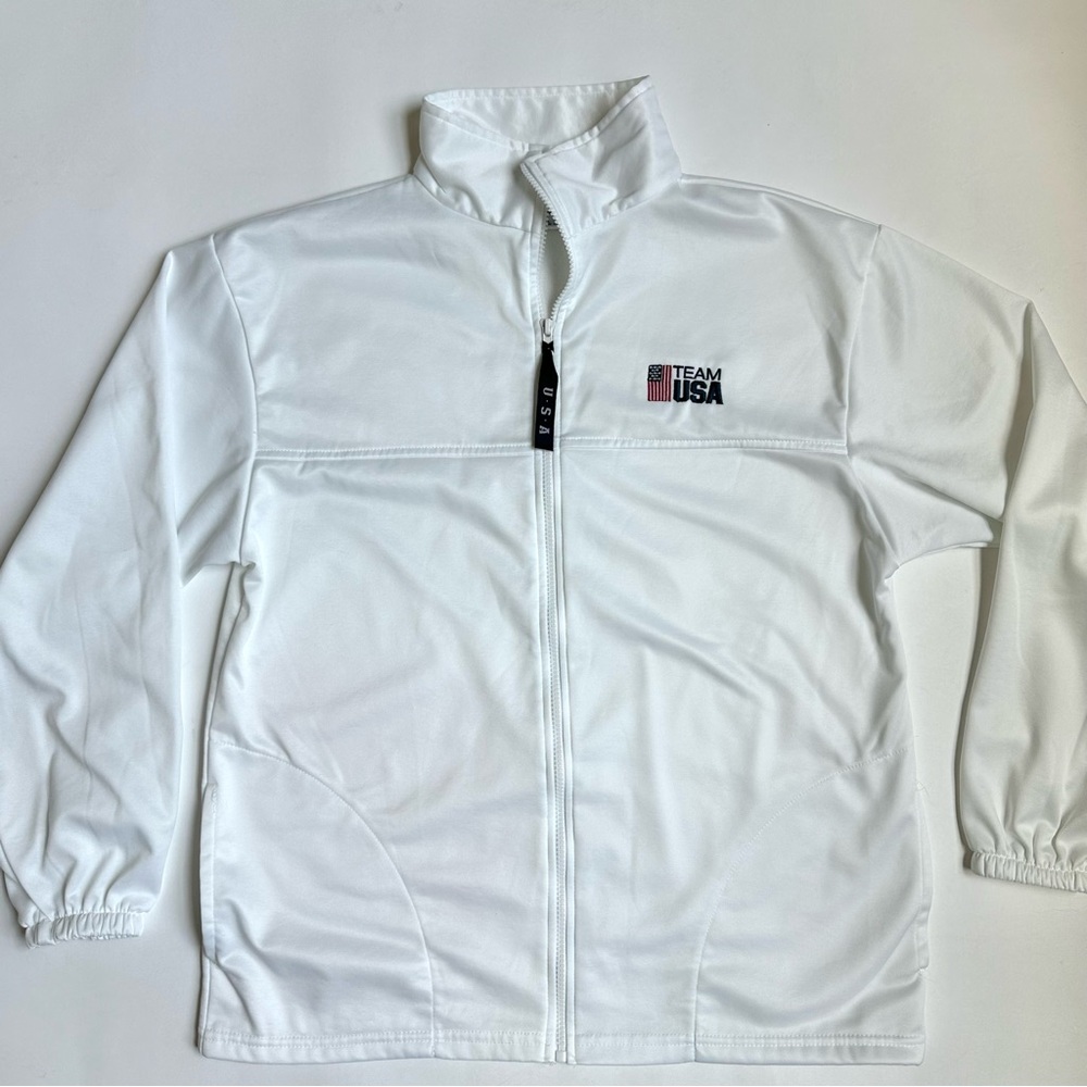 United States Olympic Committee Team USA Full Zip White Sweatshirt L